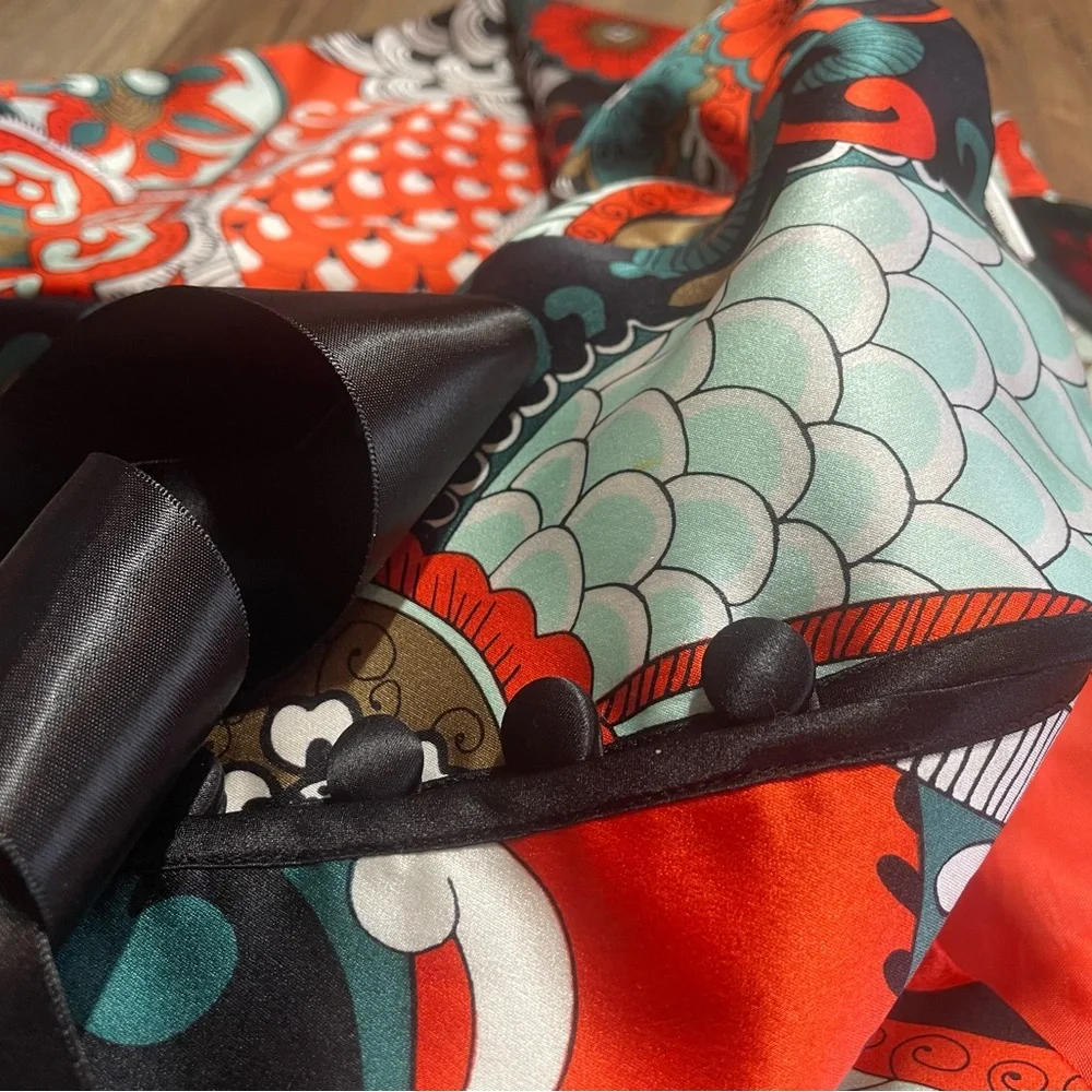 JS Collections 100% silk vintage paisley kimono Style button down jacket - Picture 13 of 14